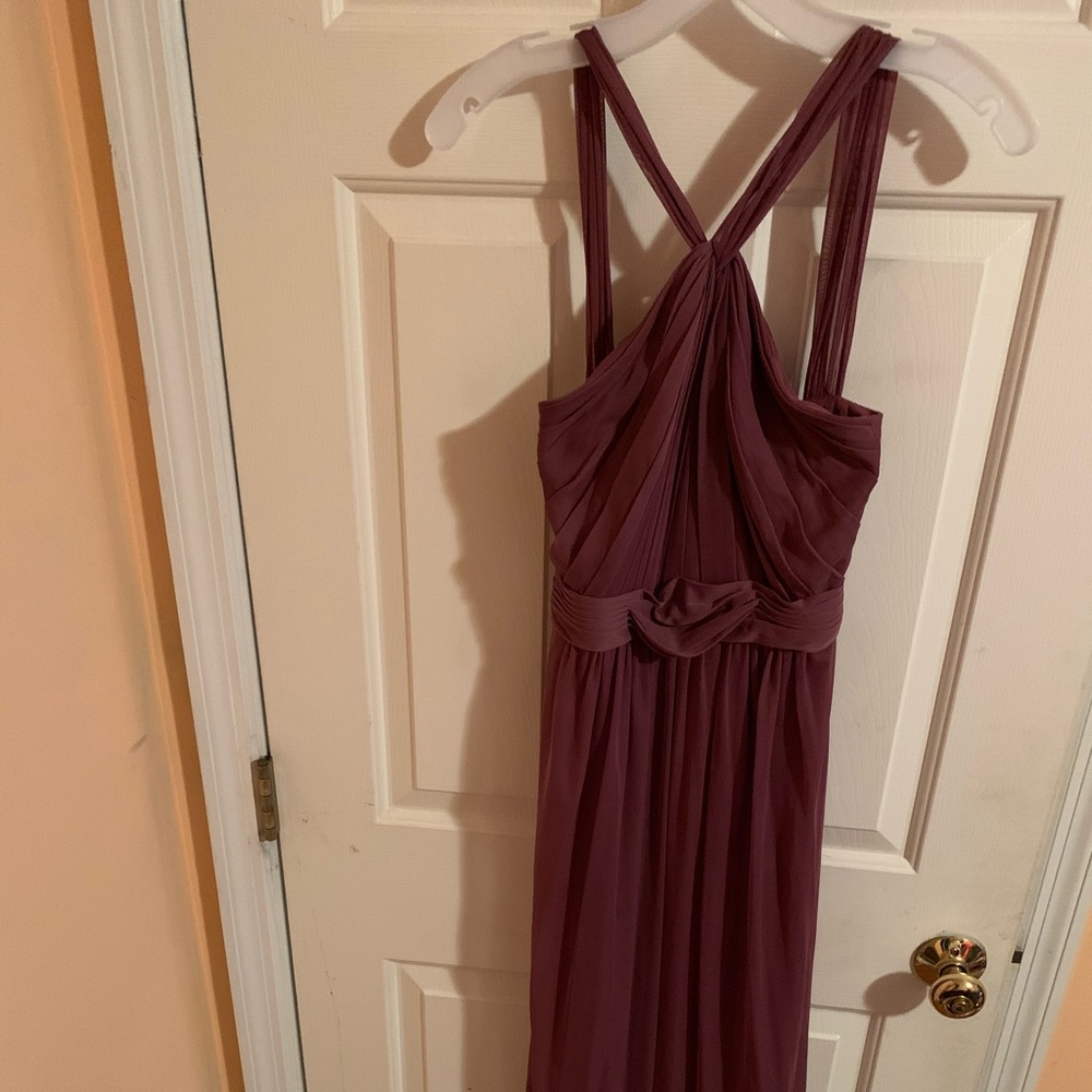 Y-NECK LONG MESH DRESS